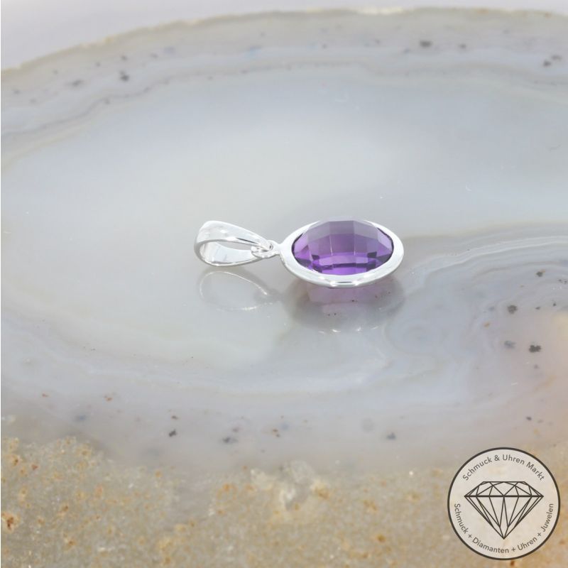 Wert 350 € Amethyst Anhänger (1,95 carat) in 585er 14 K Weißgold - H1640