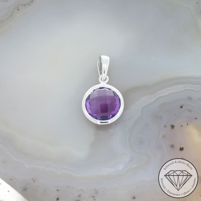 Wert 350 € Amethyst Anhänger (1,95 carat) in 585er 14 K Weißgold - H1640