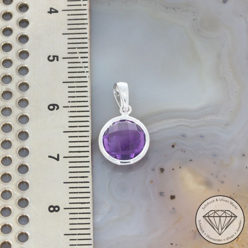 Wert 350 € Amethyst Anhänger (1,95 carat) in 585er 14 K Weißgold - H1640
