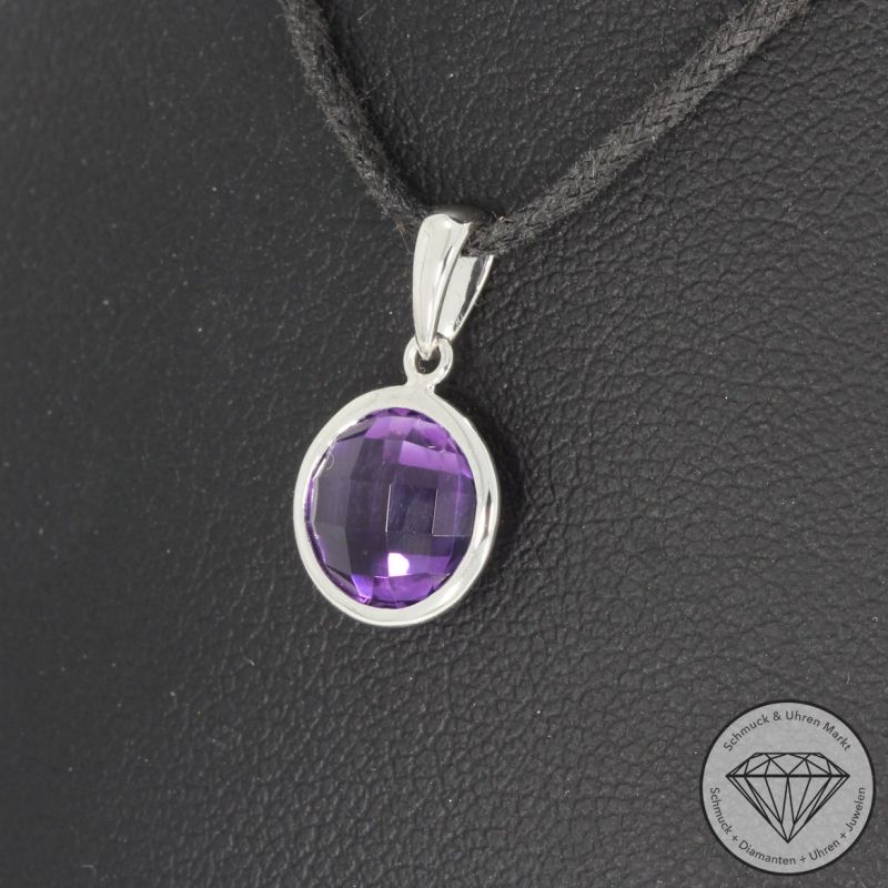 Wert 350 € Amethyst Anhänger (1,95 carat) in 585er 14 K Weißgold - H1640