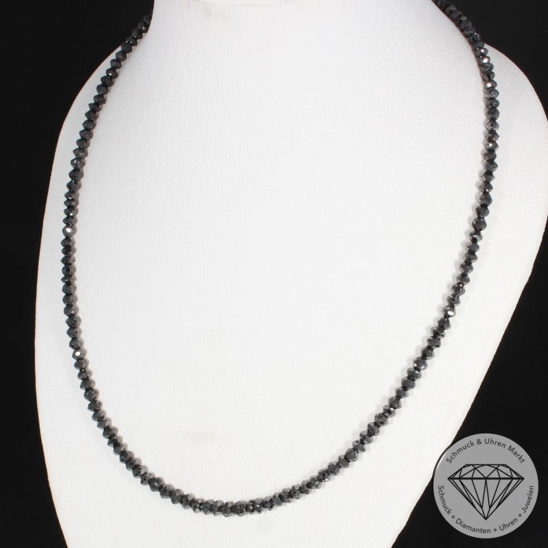 Wert 2600 € schwarze Diamant Kette (ca.20,00 carat) in 585er 14 K Weißgold - H1648
