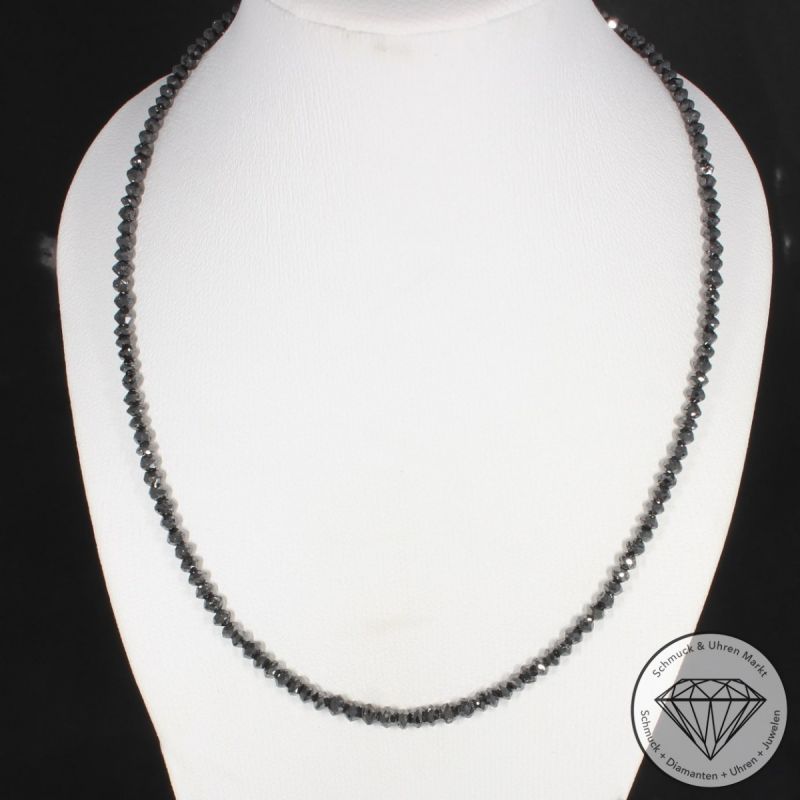 Wert 2600 € schwarze Diamant Kette (ca.20,00 carat) in 585er 14 K Weißgold - H1648