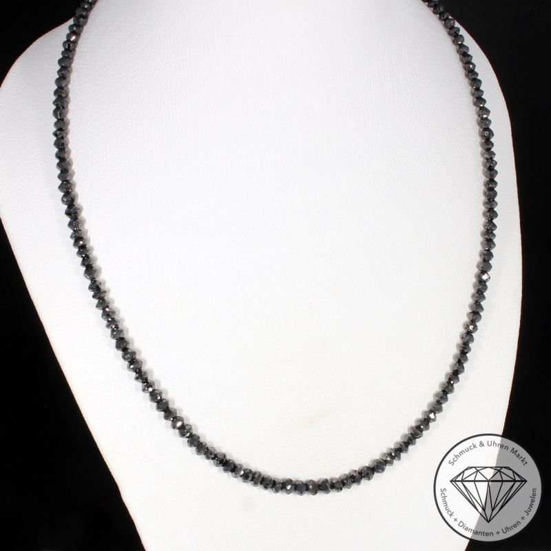 Wert 2600 € schwarze Diamant Kette (ca.20,00 carat) in 585er 14 K Weißgold - H1648