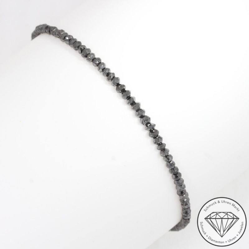 Wert 1360 € schwarzes Diamant Armband (ca.10,82 carat) in 585er 14 K Weißgold - H1649