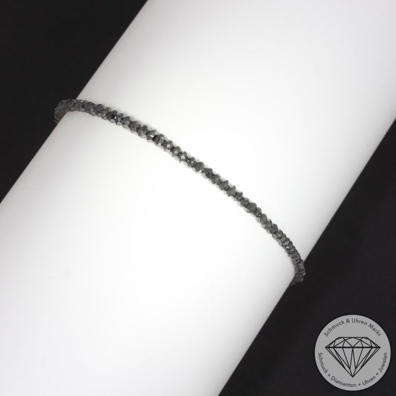 Wert 1360 € schwarzes Diamant Armband (ca.10,82 carat) in 585er 14 K Weißgold - H1649