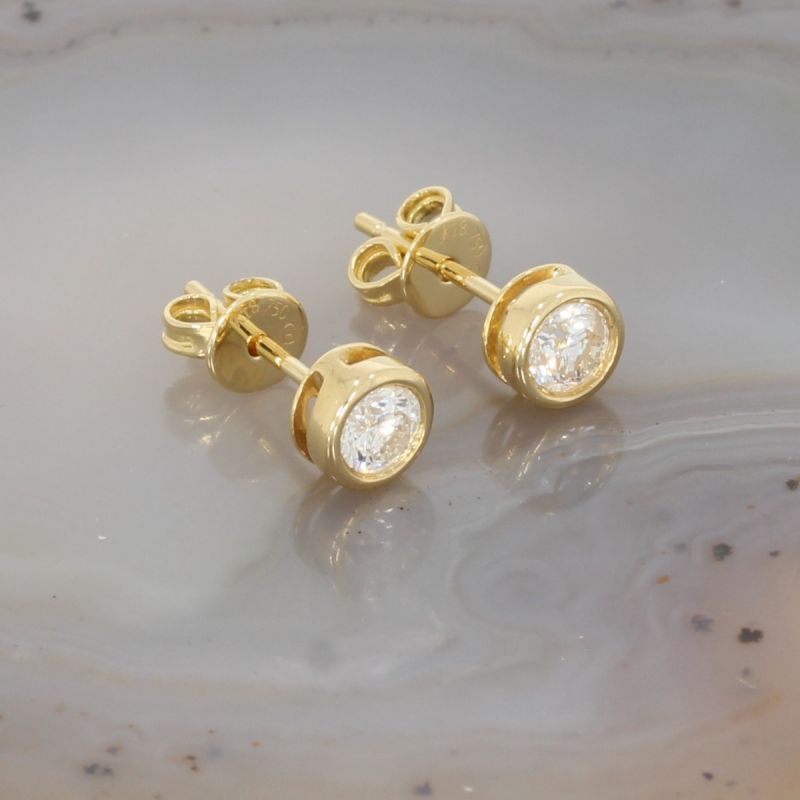 Wert 1790 € Solitär Brillant Ohrstecker Ohrringe (0,36 carat) in 750er 18 K Gelbgold - H168