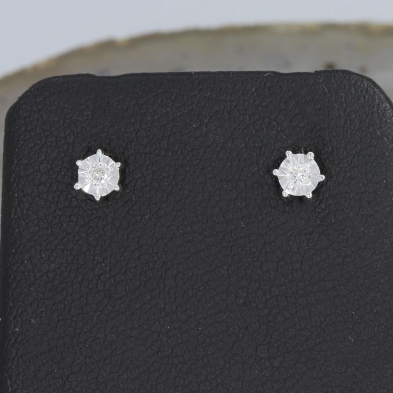 Wert 450 € Solitär Brillant Ohrstecker (0,05 carat) in 417er 10 K Weißgold - H174