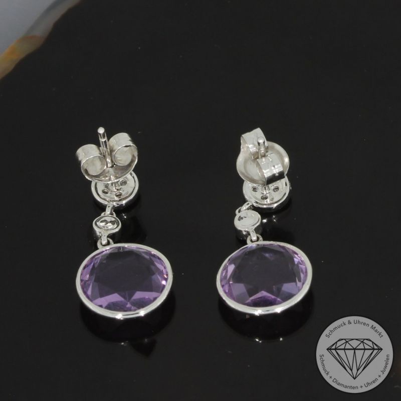 Wert 1330 € Brillant Amethyst Ohrringe in 585er 14 K Weißgold - H1779