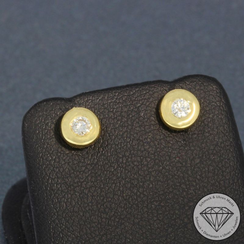 Wert 1090 € Solitär Brillant Ohrstecker Ohrringe (0,20 carat) in 750er 18 K Gelbgold - H177