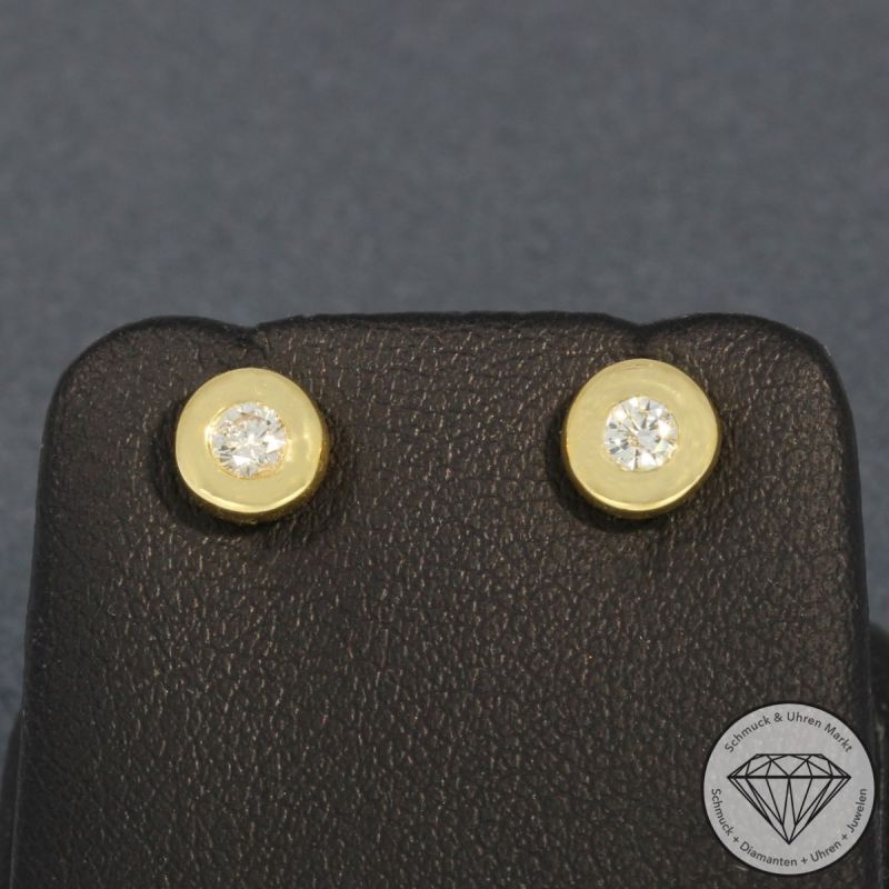 Wert 1090 € Solitär Brillant Ohrstecker Ohrringe (0,20 carat) in 750er 18 K Gelbgold - H177