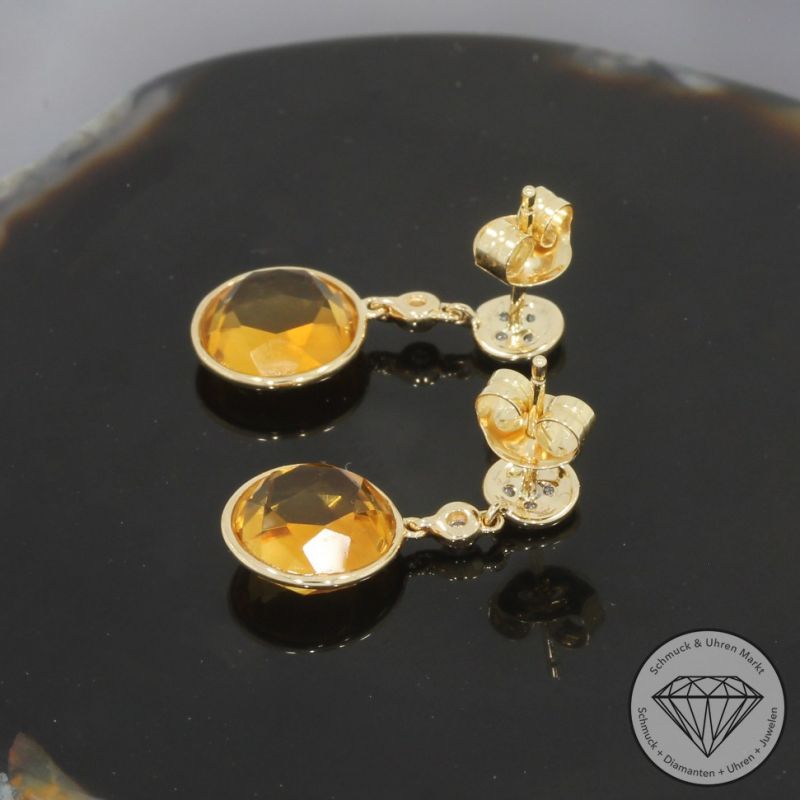 Wert 1330 € Brillant Citrin Ohrringe in 585er 14 K Gelbgold - H1780