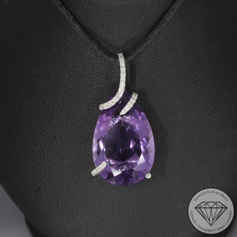 Wert 2290 € Brillant Amethyst Anhänger in 585er 14 K Weißgold - H1785