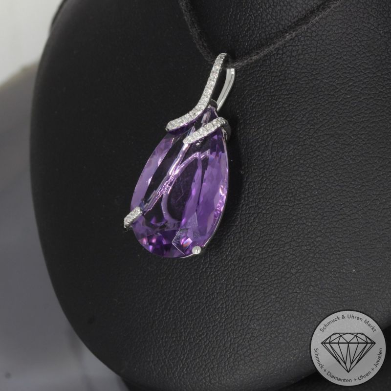 Wert 2290 € Brillant Amethyst Anhänger in 585er 14 K Weißgold - H1785