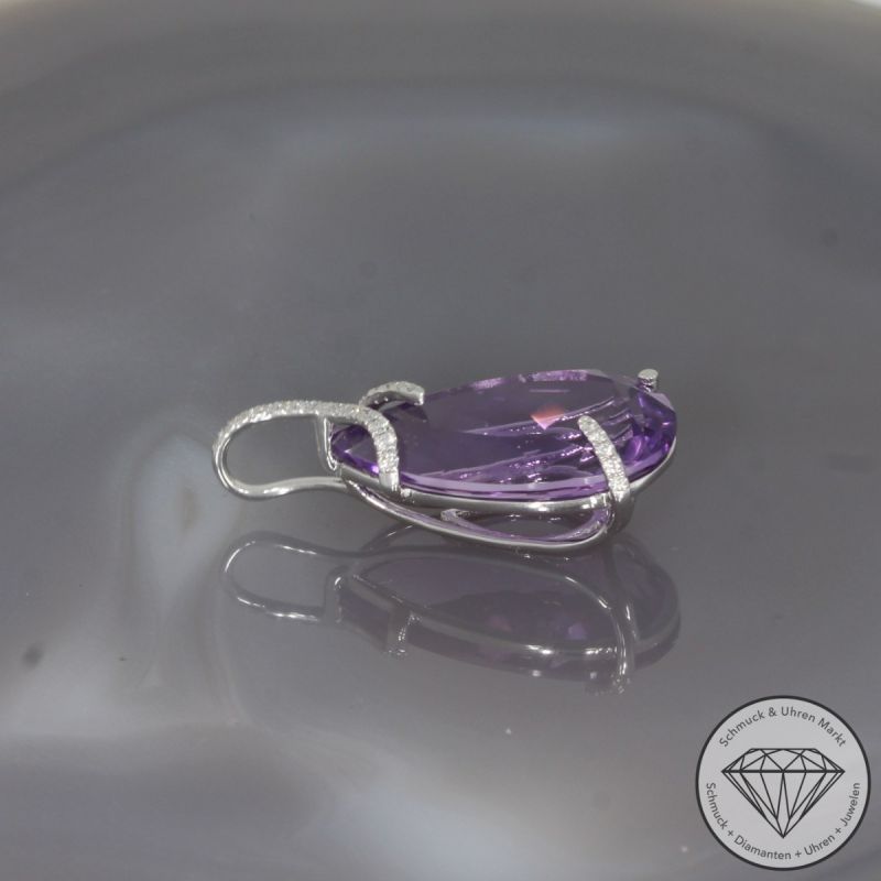 Wert 2290 € Brillant Amethyst Anhänger in 585er 14 K Weißgold - H1785