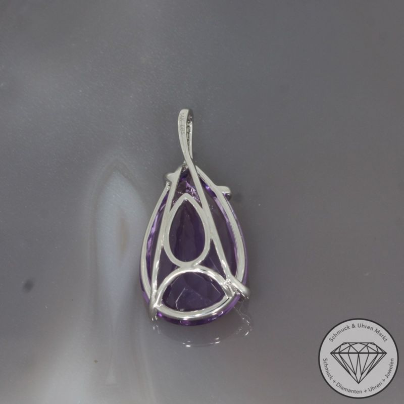 Wert 2290 € Brillant Amethyst Anhänger in 585er 14 K Weißgold - H1785