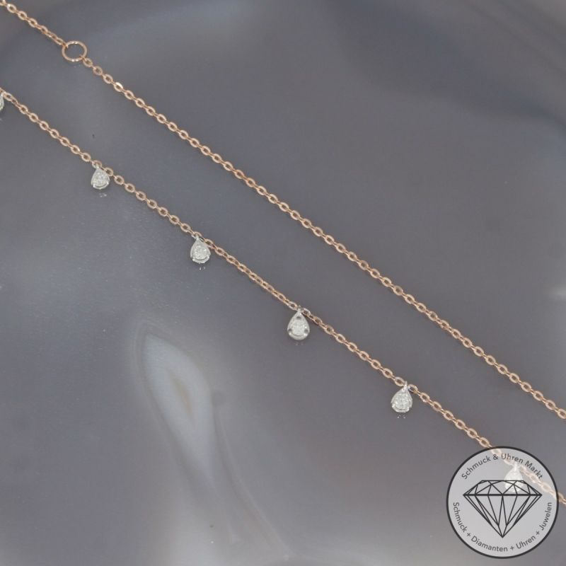 Wert 1790 € Brillant Collier (0,23 carat) in 585er 14 K Roségold & Weißgold - H1788