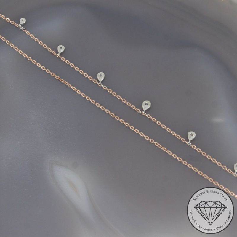 Wert 1790 € Brillant Collier (0,23 carat) in 585er 14 K Roségold & Weißgold - H1788