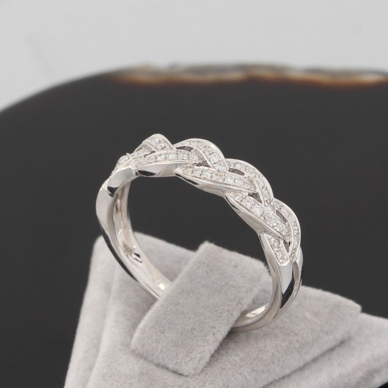 Wert 1500 € Brillant Ring geflochten (0,20 carat) in 750er 18 K Weißgold Größe 56 - H179