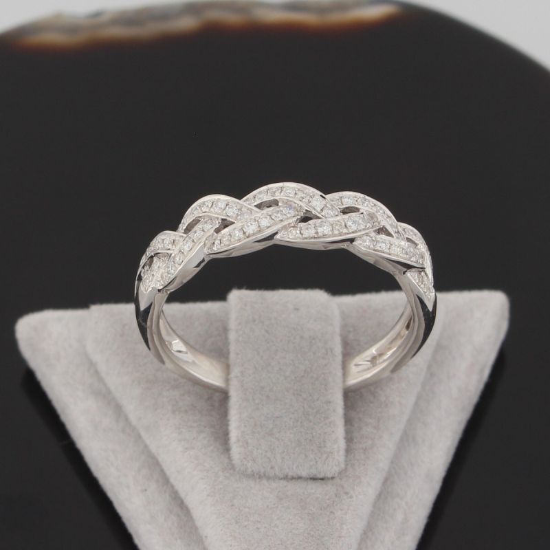 Wert 1500 € Brillant Ring geflochten (0,20 carat) in 750er 18 K Weißgold Größe 58 - H540