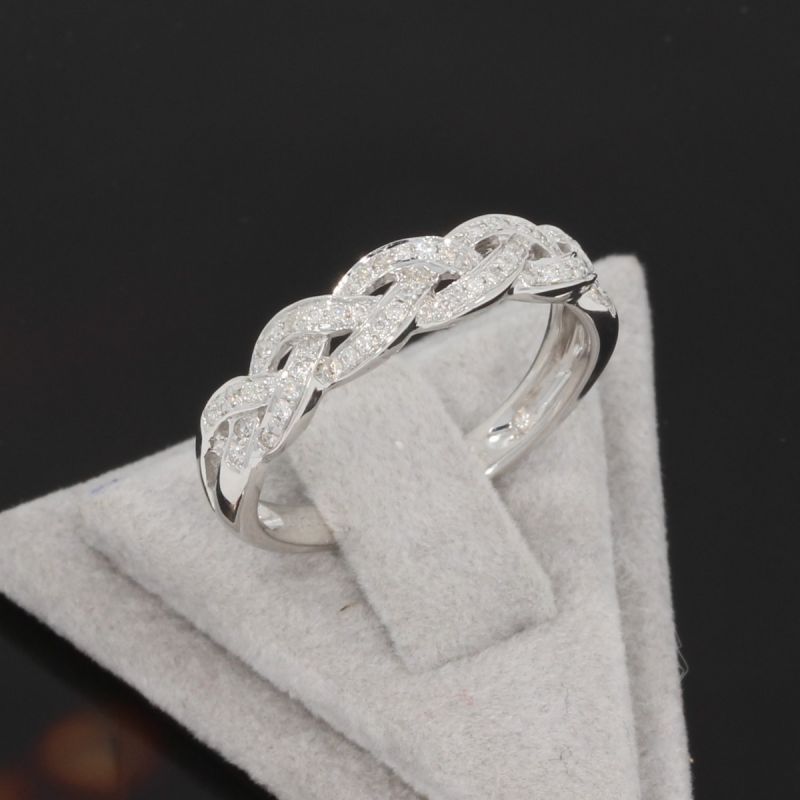 Wert 1500 € Brillant Ring geflochten (0,20 carat) in 750er 18 K Weißgold Größe 56 - H179