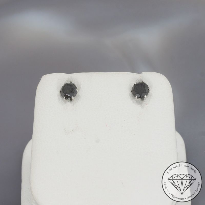 Wert 400 € schwarze Diamant Ohrringe (0,50 carat) in 900er Platin - H1858