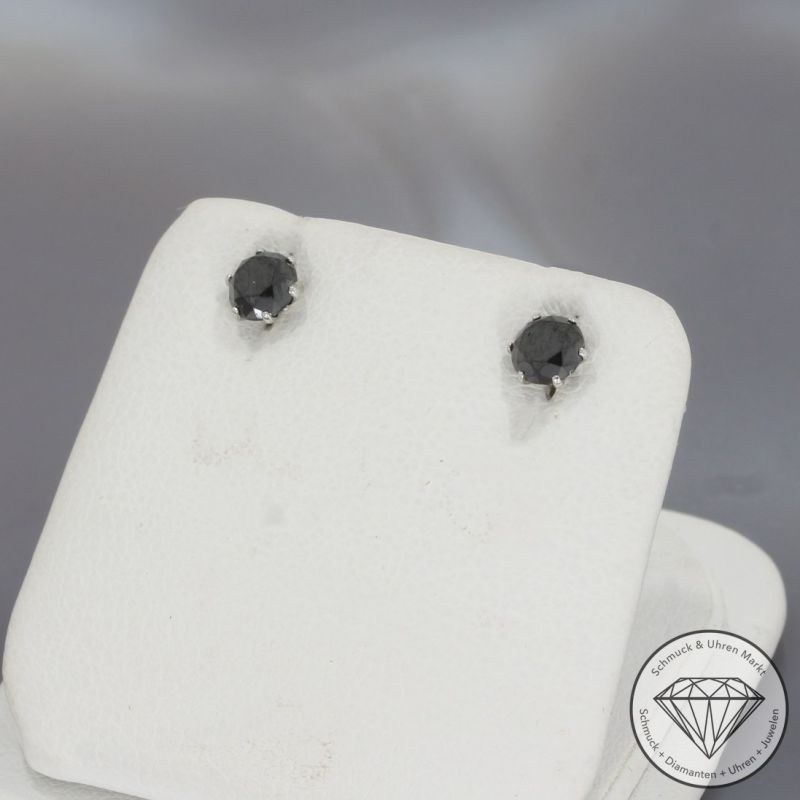 Wert 400 € schwarze Diamant Ohrringe (0,50 carat) in 900er Platin - H1858