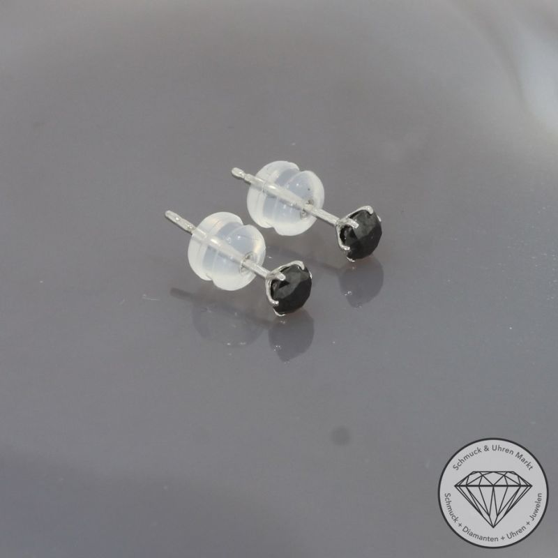 Wert 400 € schwarze Diamant Ohrringe (0,50 carat) in 900er Platin - H1858