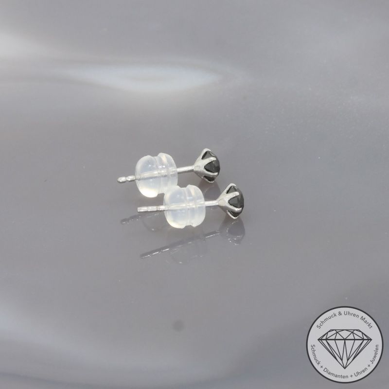 Wert 400 € schwarze Diamant Ohrringe (0,50 carat) in 900er Platin - H1858