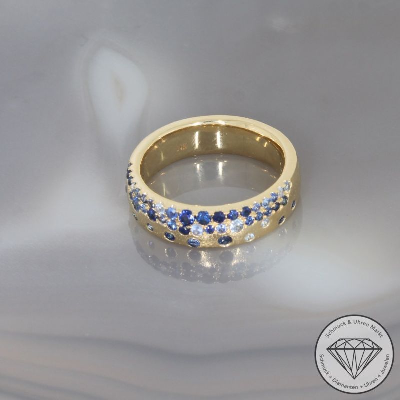 Wert 3190 € Saphir Ring in 585er 14 K Gelbgold Gr.54 - H1859