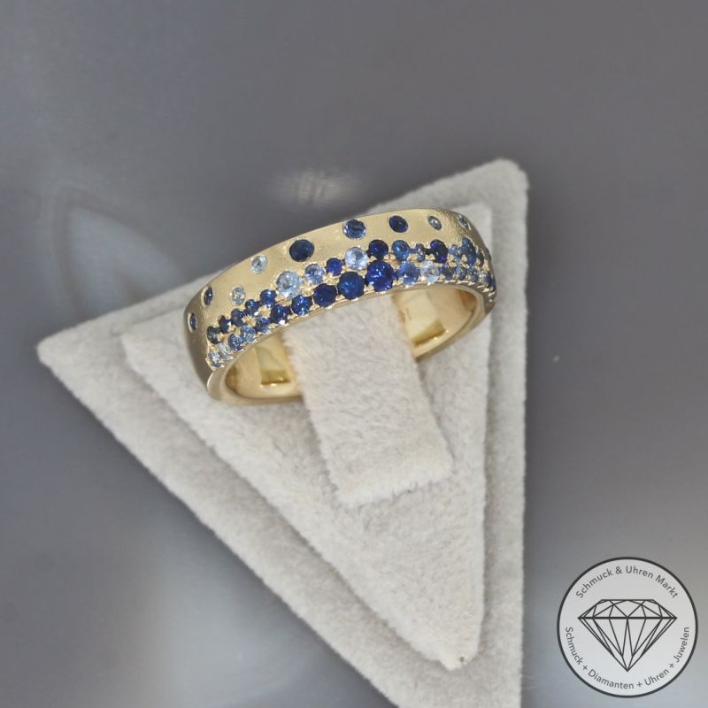Wert 3190 € Saphir Ring in 585er 14 K Gelbgold Gr.54 - H1859