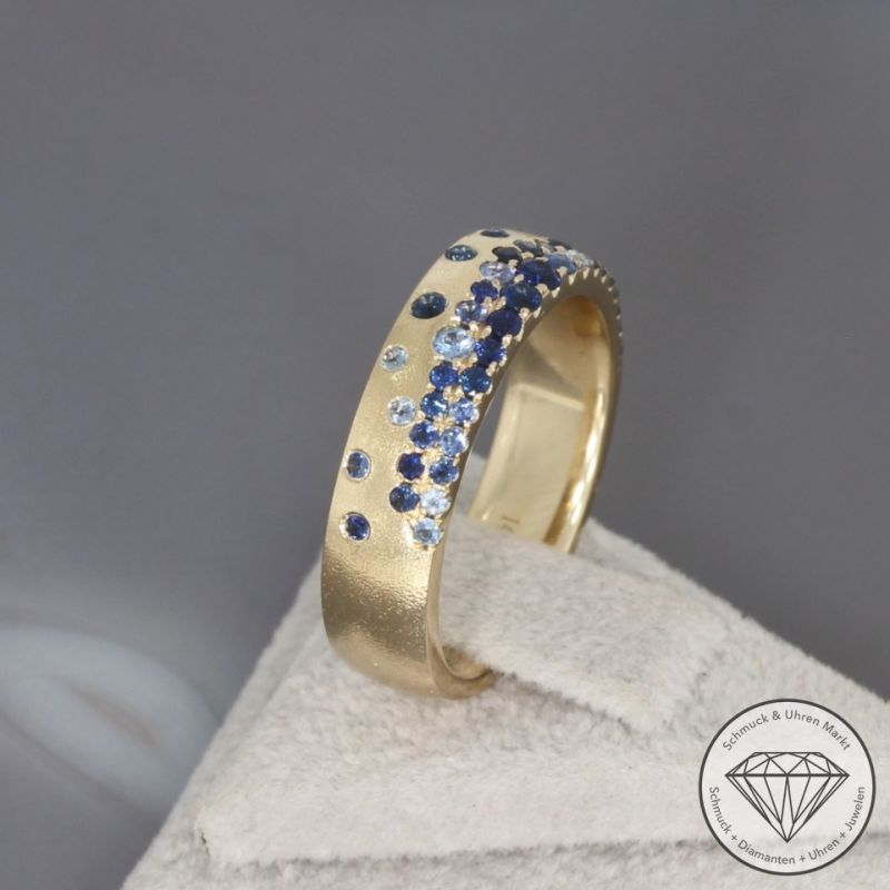Wert 3190 € Saphir Ring in 585er 14 K Gelbgold Gr.54 - H1859