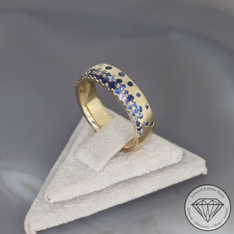 Wert 3190 € Saphir Ring in 585er 14 K Gelbgold Gr.54 - H1859