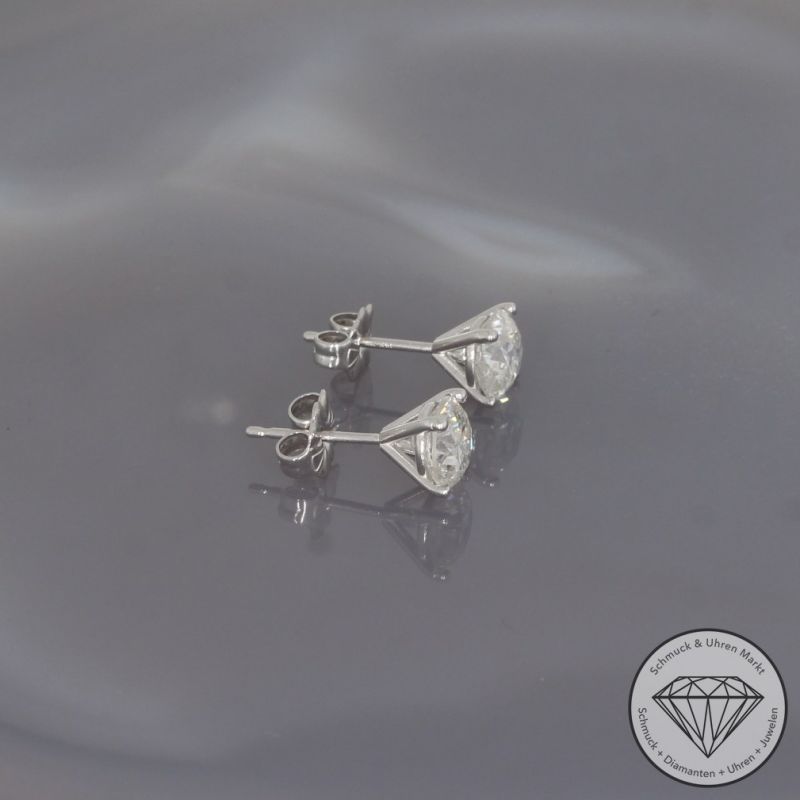 Wert 13650 € Solitär Brillant Ohrringe (2,00 carat) in 585er 14 K Weißgold - H1861