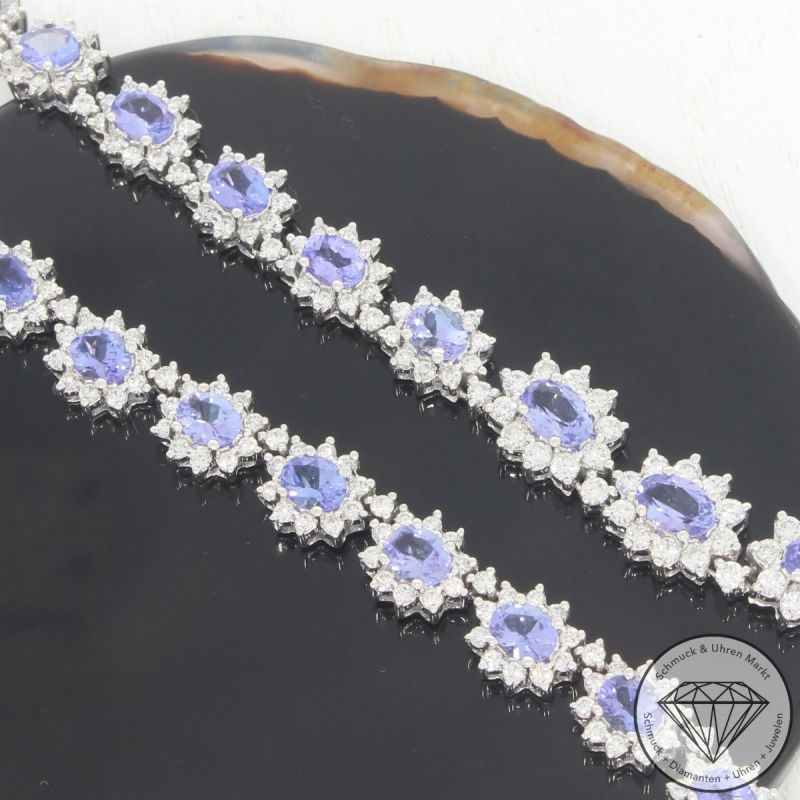 Wert 44790 € Brillant Tansanit Collier in 750er 18 K Weißgold - H1862