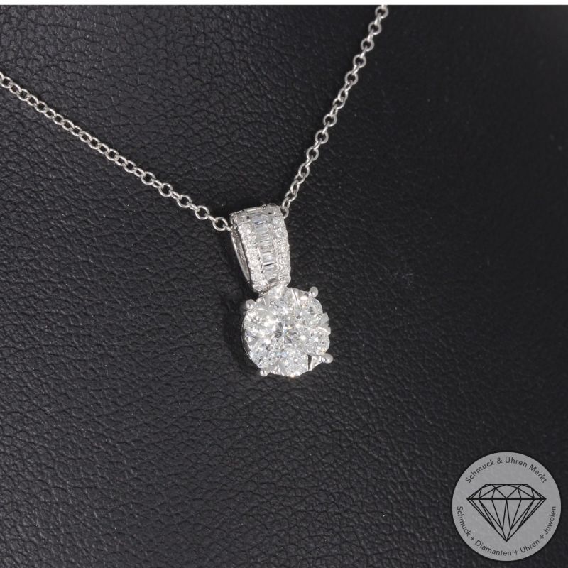Wert 2490 € Brillant Diamant Anhänger mit Kette in 750er 18 K Weißgold - H1884