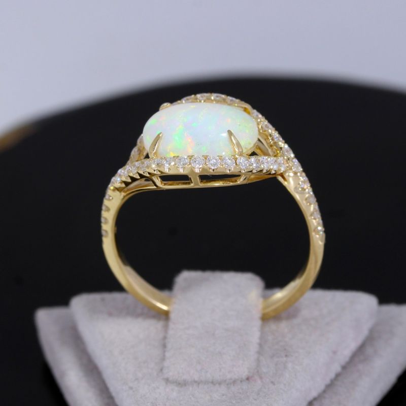 Wert 2290 € Brillant Opal Ring in 585er 14 K Gelbgold - H194