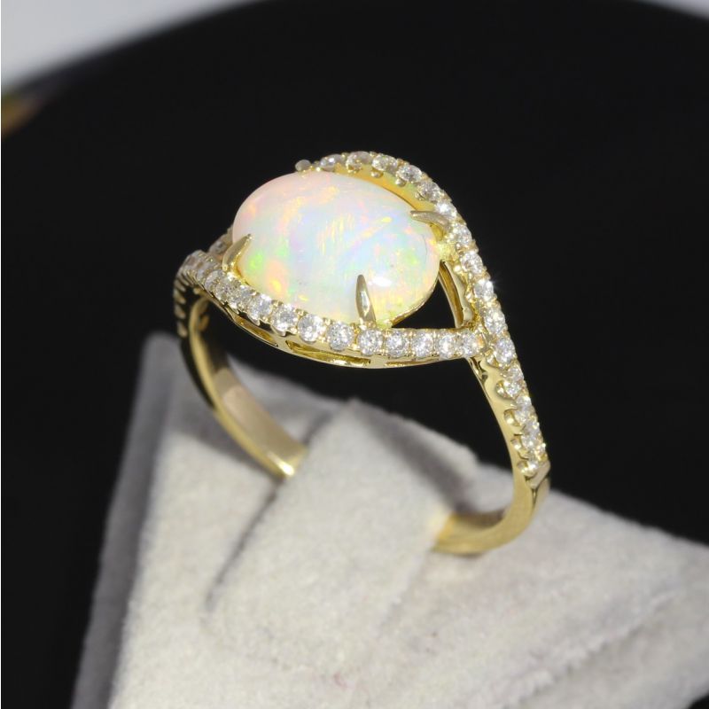 Wert 2290 € Brillant Opal Ring in 585er 14 K Gelbgold - H194