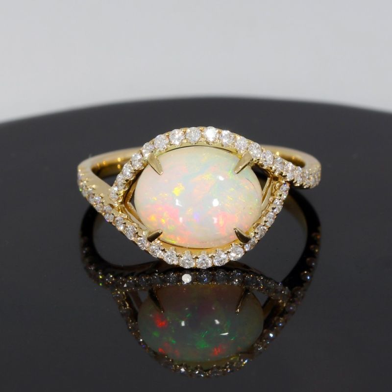 Wert 2290 € Brillant Opal Ring in 585er 14 K Gelbgold - H194