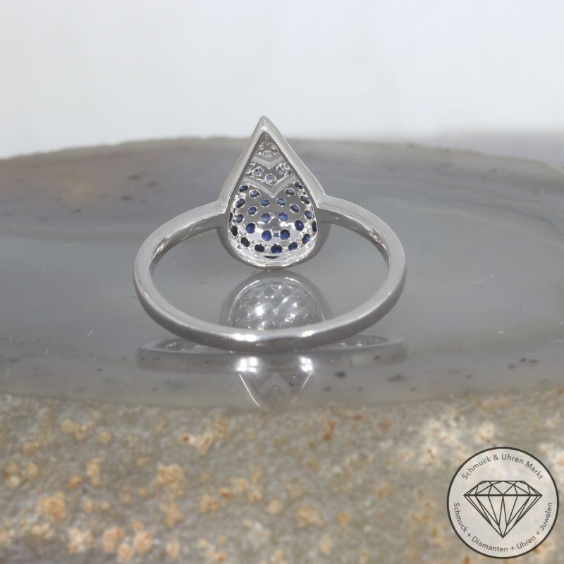 Wert 1850 € Brillant Saphir Ring in 585er 14 K Weißgold - H1955
