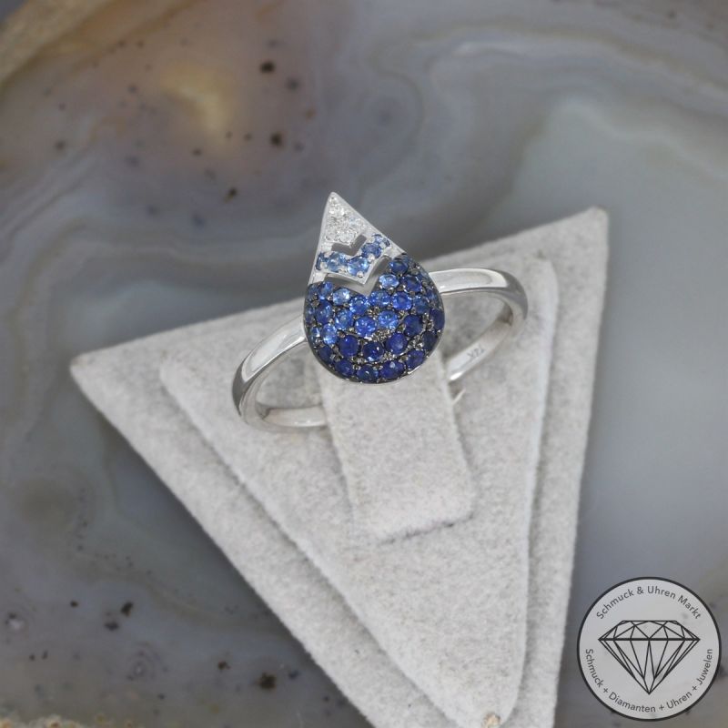 Wert 1850 € Brillant Saphir Ring in 585er 14 K Weißgold - H1955
