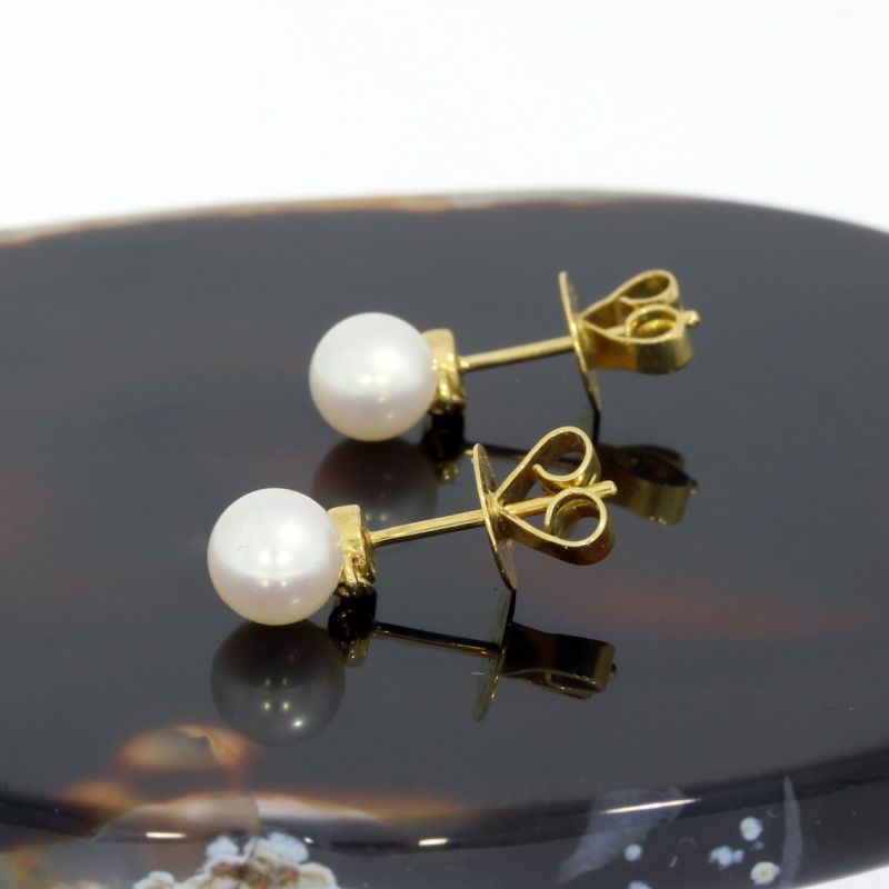 Wert 490 € Brillant Perl Ohrstecker Ohrringe (0,02 carat) in 750er 18 K Gelbgold - H198