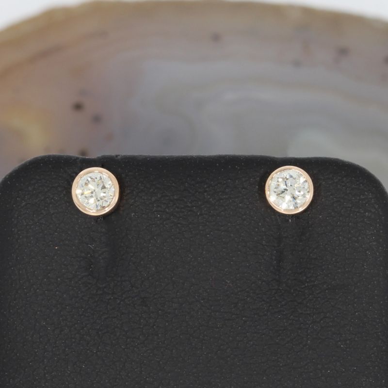 Wert 1190 € Solitär Brillant Ohrringe (0,32 carat) 750er 18 K Rosegold - H201