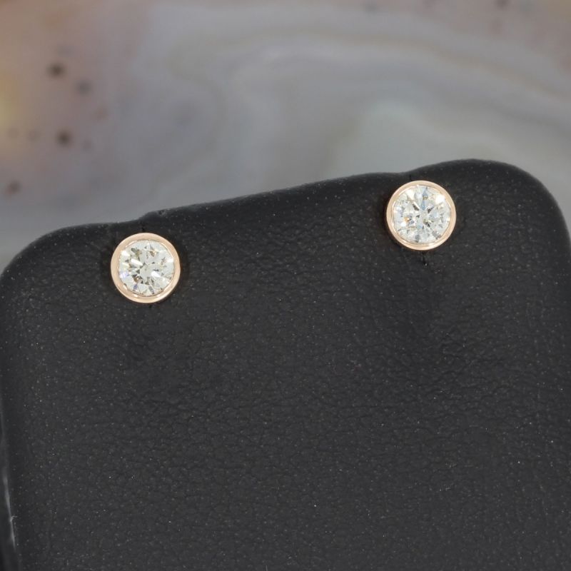 Wert 1190 € Solitär Brillant Ohrringe (0,32 carat) 750er 18 K Rosegold - H201