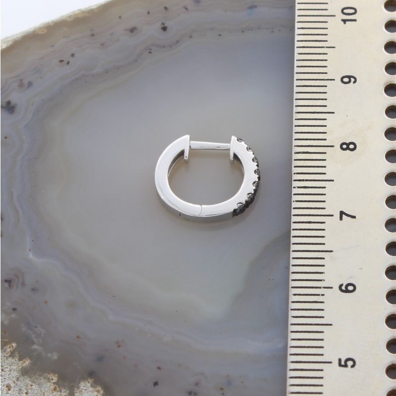 Wert 990 € schwarze Diamant Creolen Ohrringe (0,29 carat) in 585er 14 K Weißgold - H206