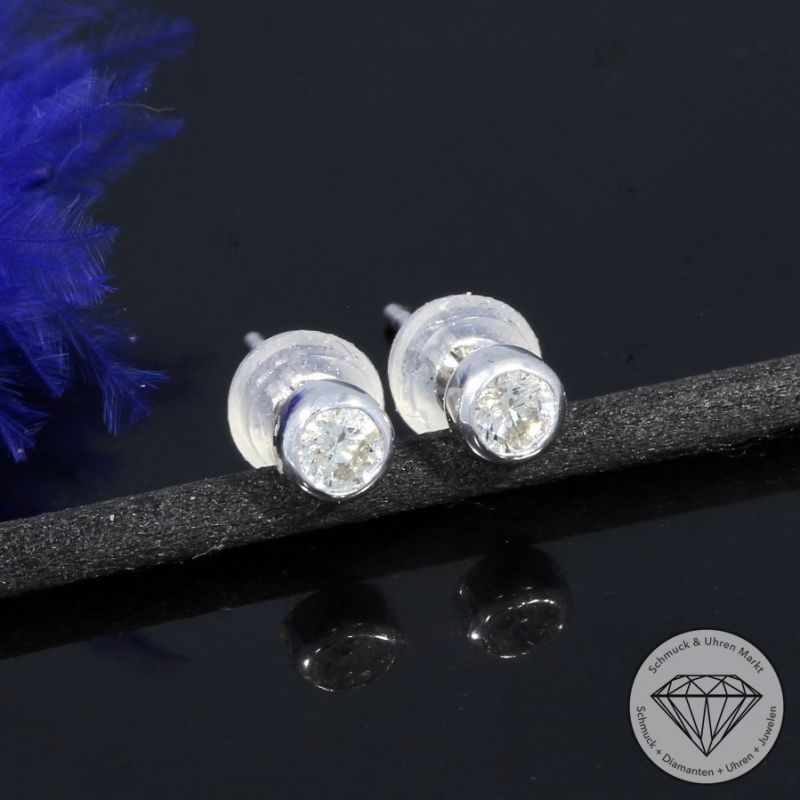 Wert 1190 € Solitär Brillant Ohrstecker Ohrringe (0,30 carat) in 750er 18 K Weißgold - H216