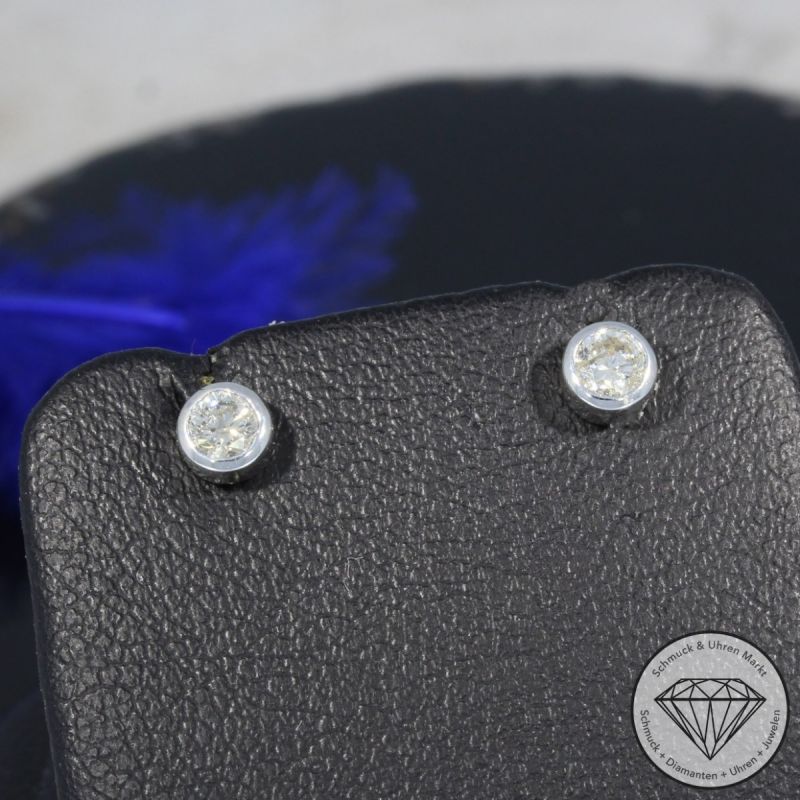 Wert 1190 € Solitär Brillant Ohrstecker Ohrringe (0,30 carat) in 750er 18 K Weißgold - H216
