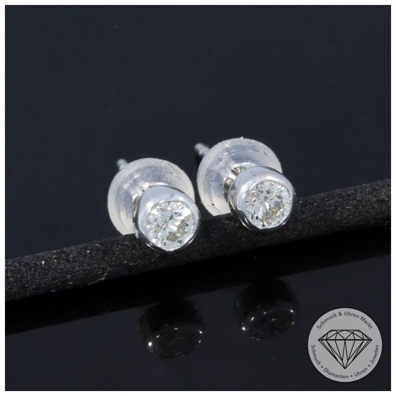 Wert 1190 € Solitär Brillant Ohrstecker Ohrringe (0,30 carat) in 750er 18 K Weißgold - H216