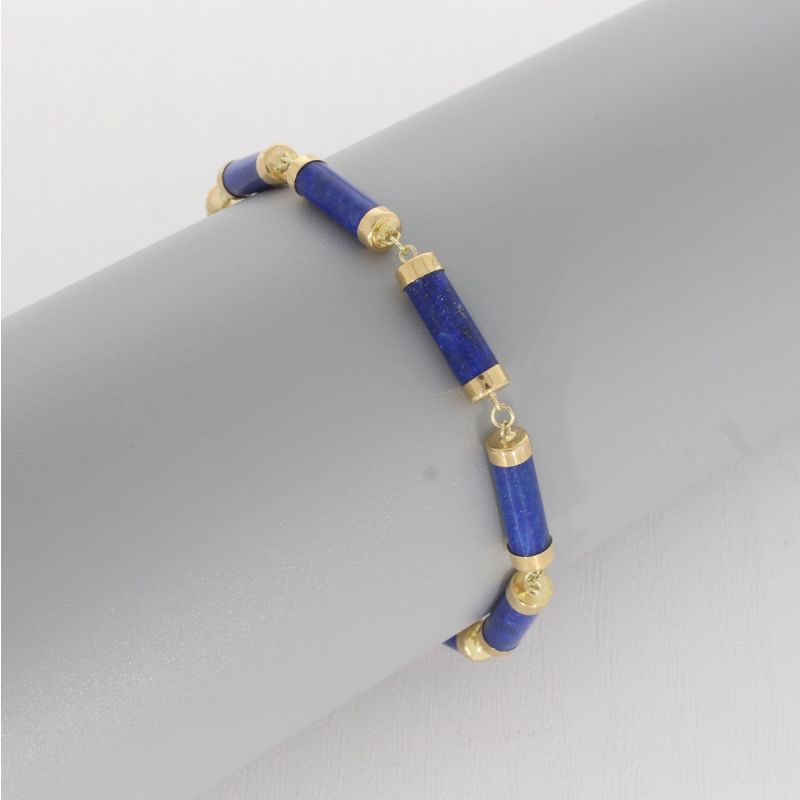 Wert 690 € Lapislazuli Armband in 585er 14 K Gelbgold - H218