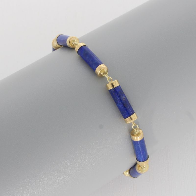 Wert 690 € Lapislazuli Armband in 585er 14 K Gelbgold - H218