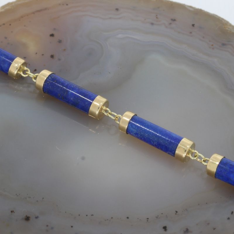 Wert 690 € Lapislazuli Armband in 585er 14 K Gelbgold - H218